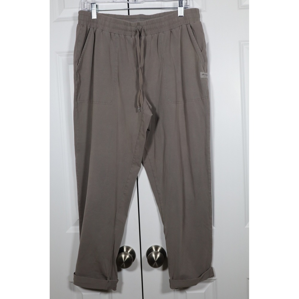 Life Is Good Crusher Flex Pants Large Taupe Brown Elastic Waist Drawstring